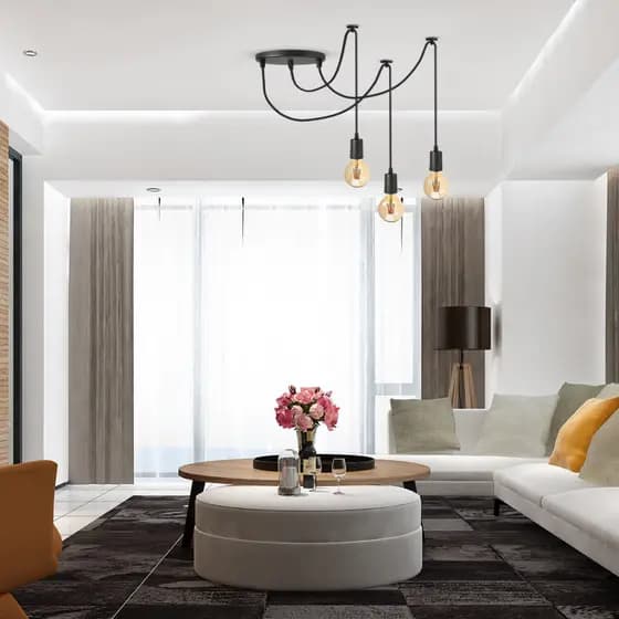 Lustre Aranha Com 3 Pendentes Cabo 2 Metros 110/220v