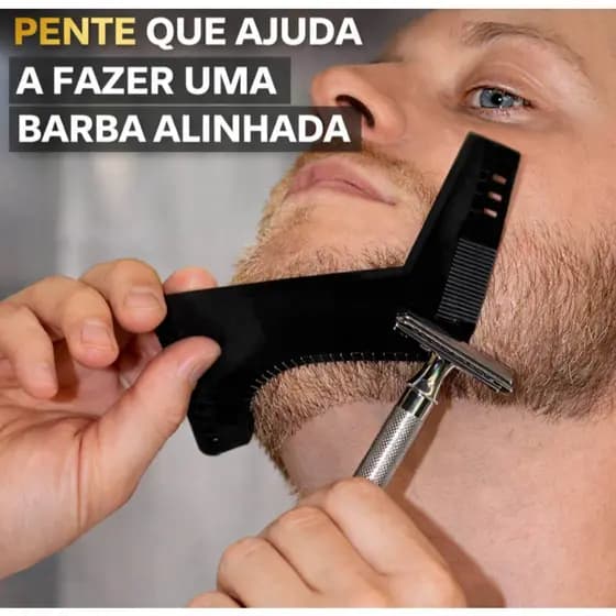 Pente para Barba Regua para Barba Pente Modelador de Barba Acessorio para Barbeiro Pente Profissional Barba Regua de Ali