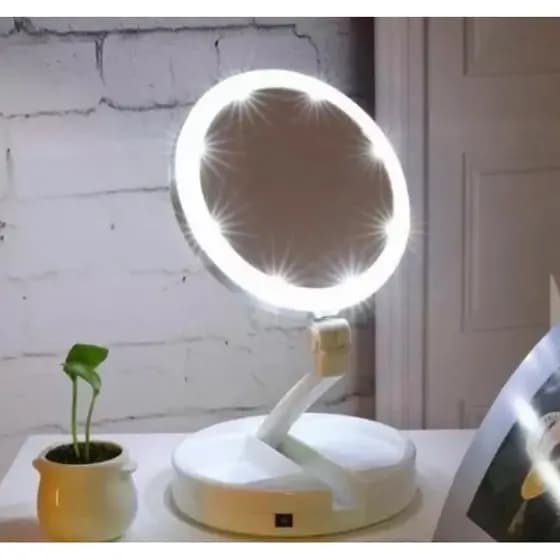 Espelho com Led De Mesa Com 10x Led luz Dobravel Para Maquiagem Pronta Entrega