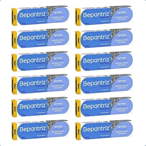 Kit 12 Pomada Bepantriz Cicatrização Tattoo Creme Assaduras E Hidratação da Pele 20g