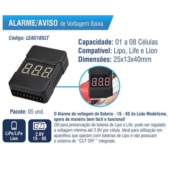 Alarme / Aviso De Voltagem De Bateria Baixa - 1s-8s