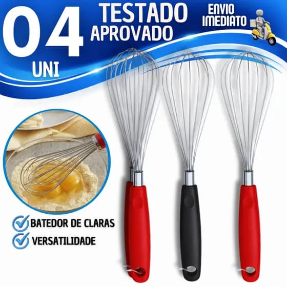 Batedor Claras Fouet Inox Profissional 29,3cm Creme Clara Chantily Confeitaria Utensílios