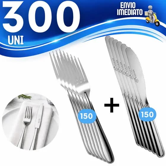 300 / 200 ou 100 Conjunto Talher De Mesa Garfo e Faca Inox
