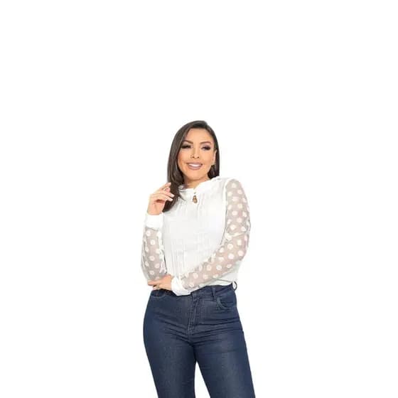 BLUSA FEMININA MANGA LONGA PLUS SIZE P AO G3 SKU:BMLP17