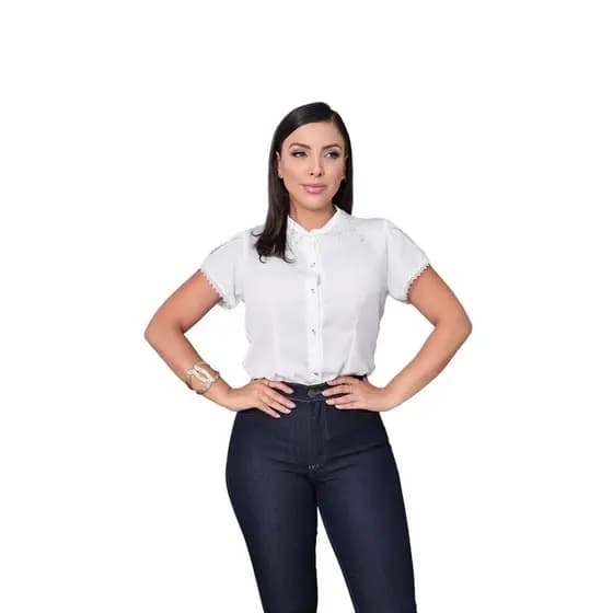 Camisa Manga Curta Elegante Social Linda Casual Sku:bp105