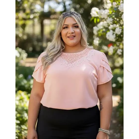 Blusa Manga Curta Plus Size Tamanhos Grandes Sku:bp11
