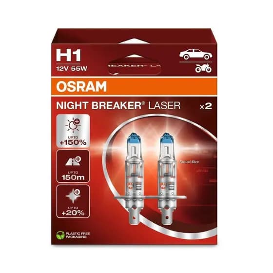 Par Lampada Farol Osram Night breaker Laser H1 55W 4000k