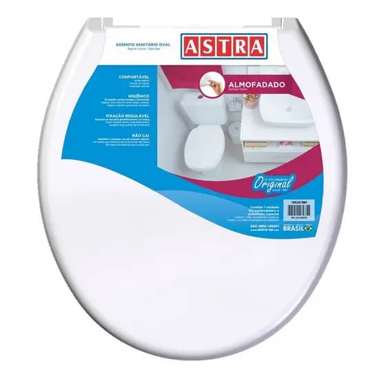 Assento Sanitário Oval Almofadado Astra Branco