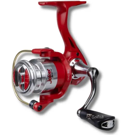 Molinete Joker Mini Vermelho 4 Rolamentos Anti Reverso Ultra Light Carretel e Manivela Aluminio