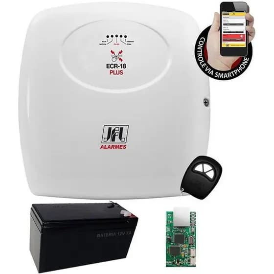 Kit Central Choque e Alarme JFL Ecr 18 Plus Com Acesso Via Aplicativo No Celular