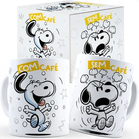 Caneca Snoopy Com Cafe Sem Cafe Com Nome Caixa Personalizada