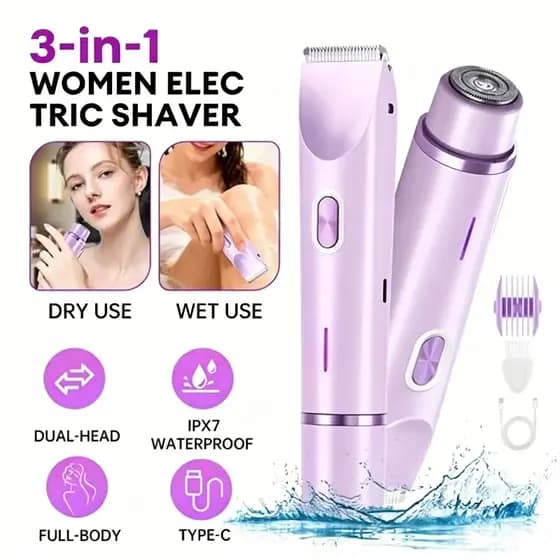 3 Em 1 Barbeador De Cabeça Dupla Portátil Mini Depilação Elétrica Com Luz Senhora Feminina Máquina De Cortar Cabelo Bato