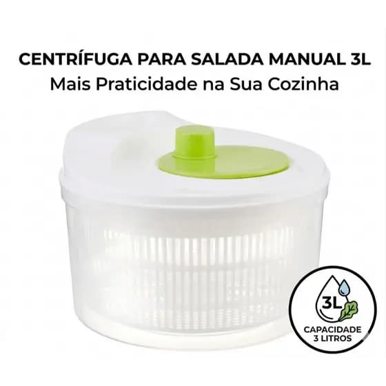 SECA SALADA CENTRÍFUGA MANUAL 3L – PRATICIDADE E ALIMENTOS MAIS FRESCOS