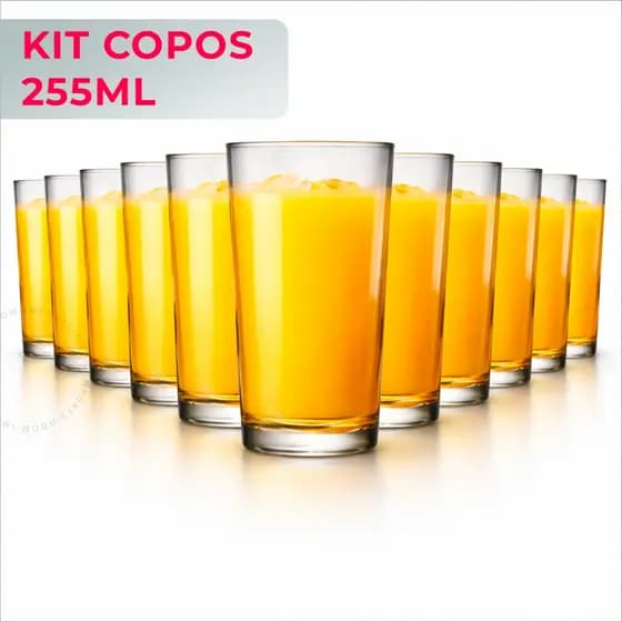 Kit 12 ou 6 Copos Vidro Long Drink 225ml Cozinha Água, Suco, Refrigerante Premium Multiuso