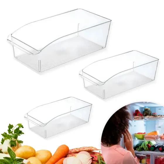 Organizadores De Geladeira Armário Cozinha Multiuso alimentos Não Quebra
