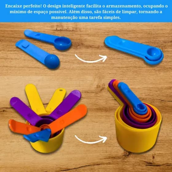 Conjunto Colher Xicaras Medidoras Kit Com 6 Peças Prático Colher Medidora Cozinha Alimentos