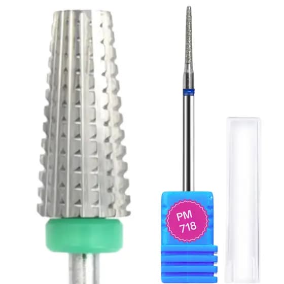 Jogo 2 Brocas Profissional Para unha de Gel Broca Remoção do Gel Nivelamento Cuticula Acabamento Broca diamantada 718