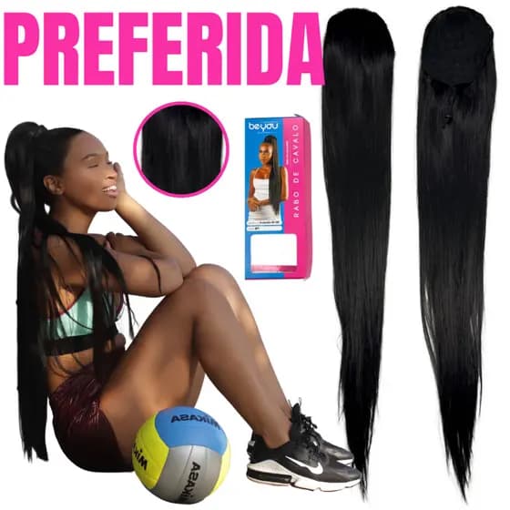 Aplique Rabo De Cavalo Be You Liso Fibra De Colágeno 80cm Novidade