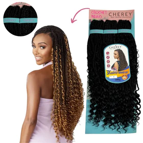 Cabelo 3X Gypsy Braid Cacheado Boho Box 55cm 300g Cherey Novidade