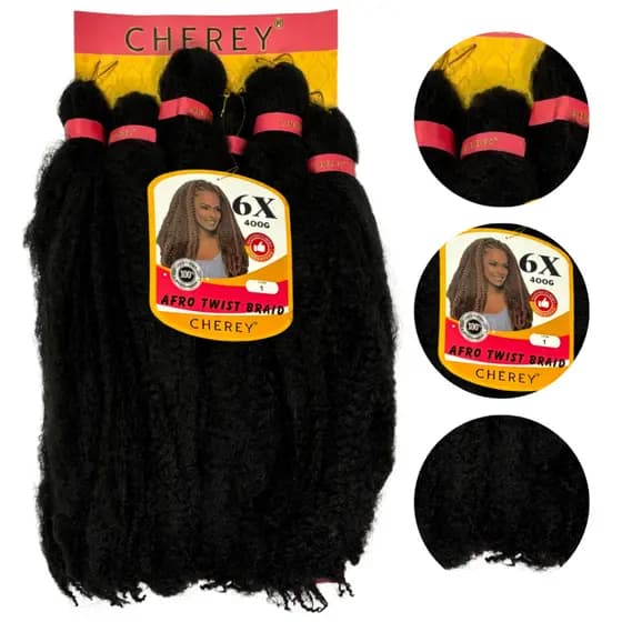 Cabelo Cherey Afro Twist Pacotão 6x Sintético 400g 75cm Importado