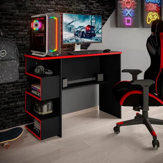 Mesa computador gamer escrivaninha estudo com nicho quarto office varias cores