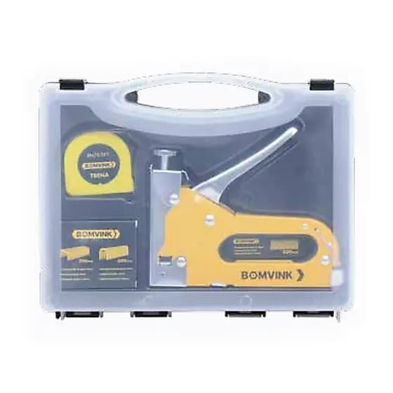 Grampeador Tapeceiro com Trena 2 Metros + 1000 Grampos e Maleta