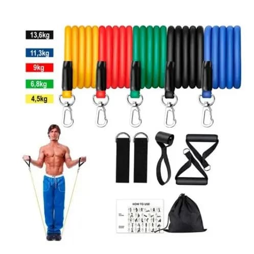 Kit Elastico Extensor Treino Academia Exercícios Em Casa Elástico Extensor Fit Power Resistance Bands Ginastica
