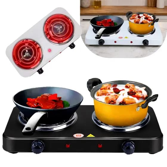Fogão Elétrico 2 Bocas Portátil 2000w Mini Fogareiro Camping Cozinha Viagem 110v ou 220v Até 600º