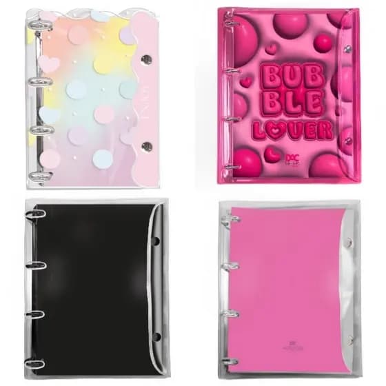 Fichário universitário Caderno argolado DAC Bubble Breeze Enjoy Vision All Black