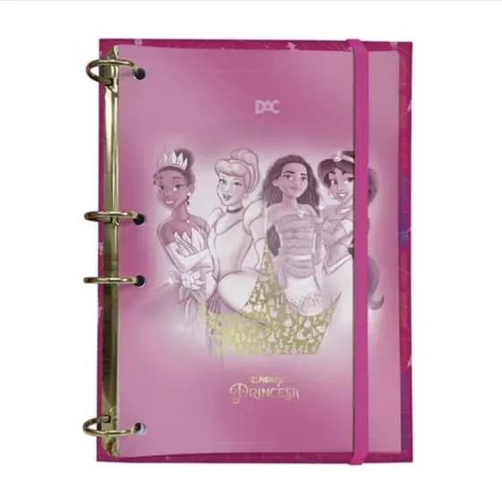 Caderno argolado Fichário colegial Princesas A5 Disney papelaria fofa material escolar