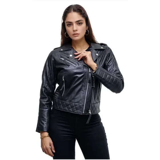 Jaqueta de Couro Bovino Legitimo Feminina Rock Lola