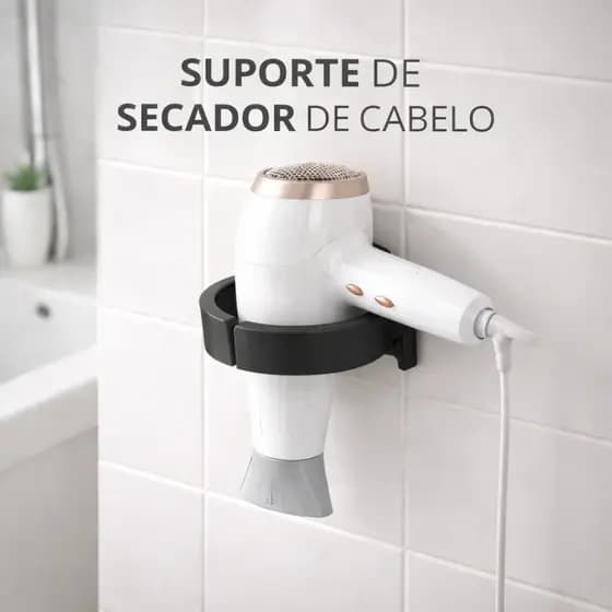 Suporte Porta Secador de Cabelo Parede Universal Prático Moderno Banheiro Salão