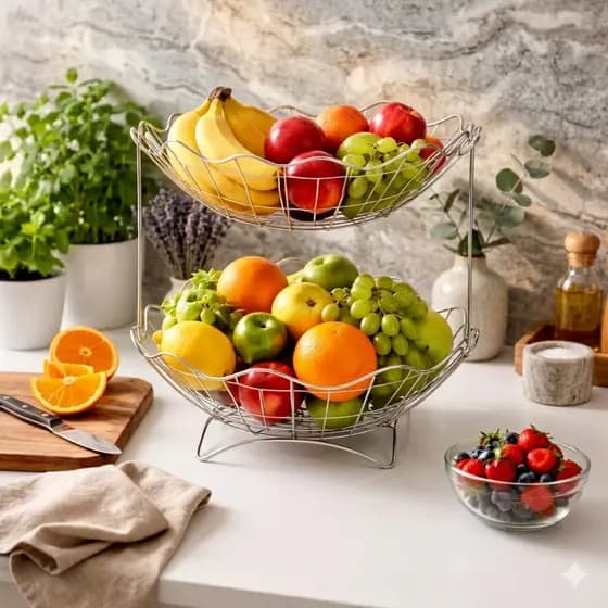 Fruteira De Mesa Cromada Dupla Copacabana