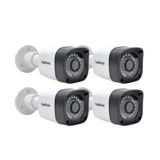 Kit 4 Câmeras Bullet Full HD 1080p, Lente 2.8mm, Visão Noturna 20M, IP66