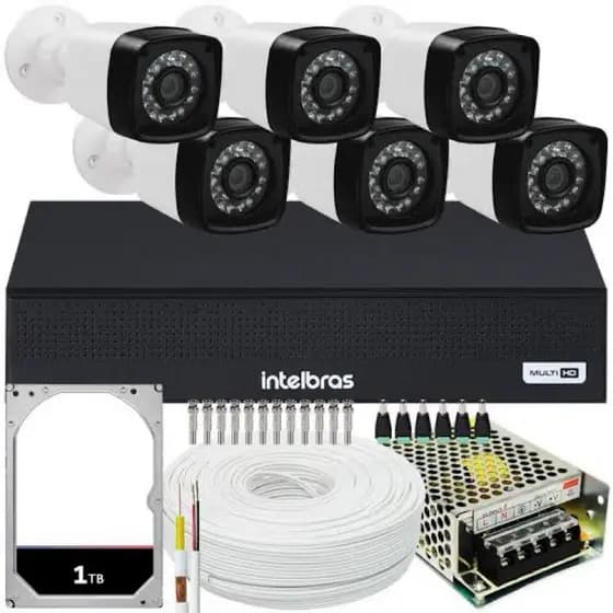 Kit CFTV 6 câmeras Intelbras + Dvr Intelbras MHDX 1208c + HD 1TB