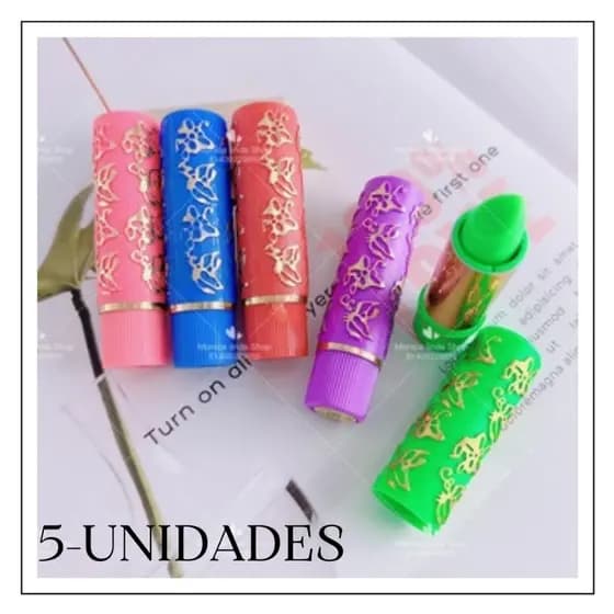 kit 5 Batom 24 Horas Magic Bella Femme Green Lipstick Makeup Impervious