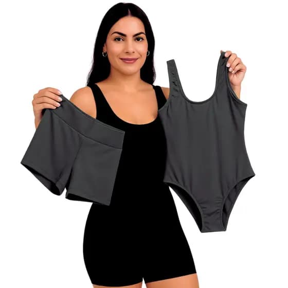 Kit Feminino Praia e Piscina: Maiô Sem Bojo + Short Suplex Confortável