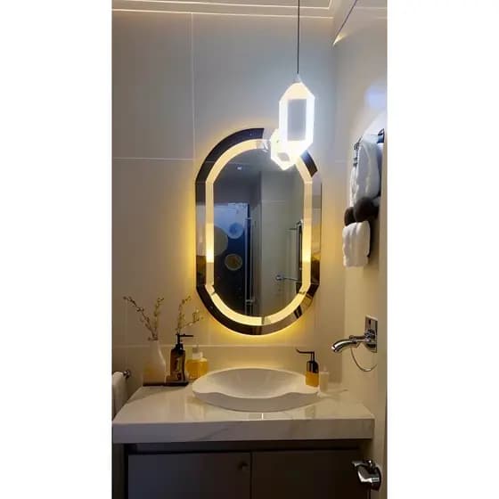 Espelho Maquiagem 60x40cm Iluminado Led Touch Screen Banheiro Decoração
