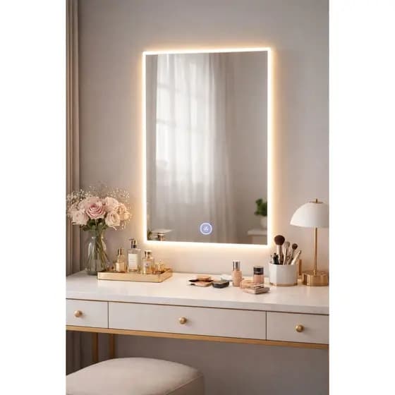 Espelho LED 40X40/50X50/60X60/70X70/80X80/90X90 Touch On/Off | Iluminação Elegante | Ideal para Banheiro e Maquiagem