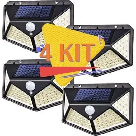 Luminária Solar 100 Led Com Sensor Prova D'Água Refletor Solar Parede Luz Led Solar Luminaria para Jardim Solar
