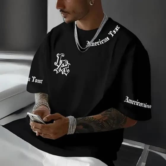 Camiseta camisa Oversized Streetwear Los Angeles Lançamento Do Verão Algodão Macio