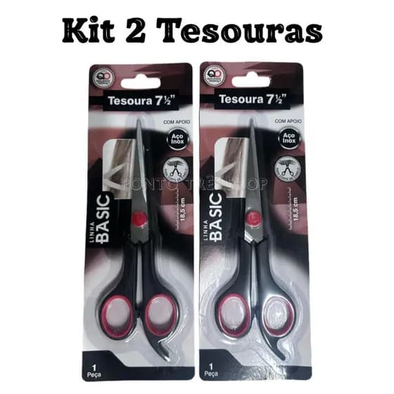 Kit Duas Tesouras Cabelo Original Line Multiuso Papel Tesoura Profissional Aço inox Cozinha Salão Barbeiro Corte Cabelo
