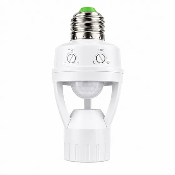 Sensor de Presença Movimento E27 360° Até 6 Metros Luz Acende Sozinha Ao Detectar Movimento