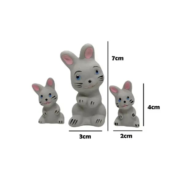 Miniatura Trio De Coelhos Em Pé Decoração