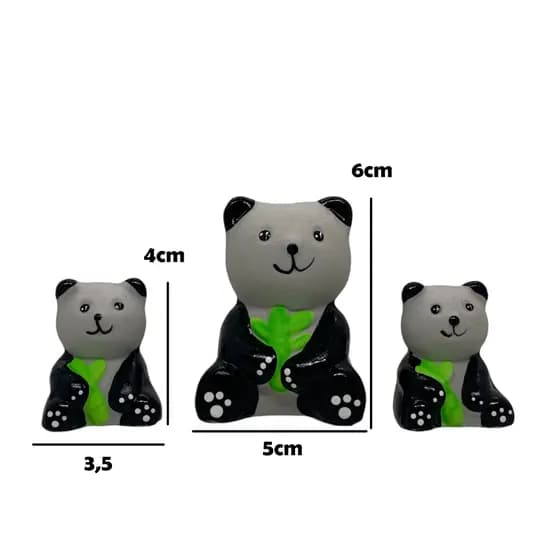 Familia Panda Decoração Terrário Jardim e Fonte Porcelana