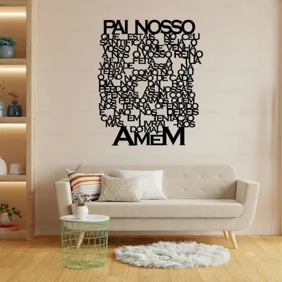 Quadro Decorativo Painel Oração Pai Nosso Em Relevo Para Sala Quarto Cozinha Decoração