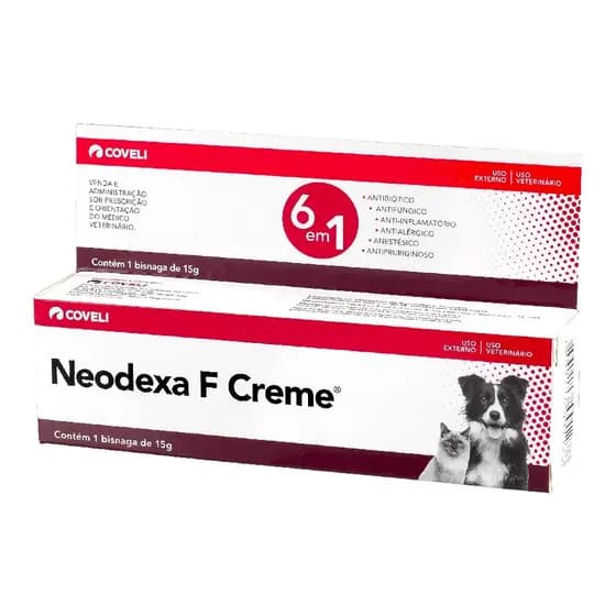 Creme Neodexa Para Cachorros Gatos com Ferimentos e Alergia Tratamento Afecções Dermatológicas 15g