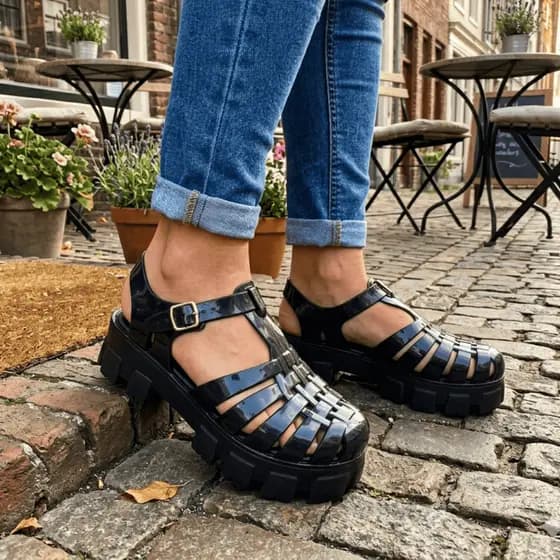 Sandália Tratorada Feminina Plataforma Confortavel Injetada