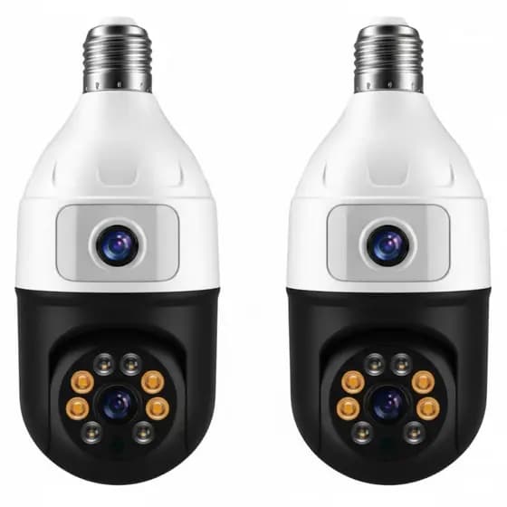 Câmera De Segurança IP Wifi Full HD 2 Lentes Visão Noturna com encaixe lâmpada bocal- bivolt