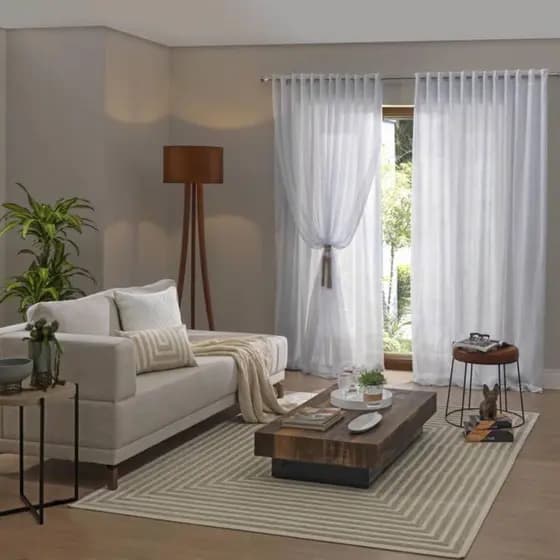 Cortina De Renda E Forro Para Sala Quarto Pantalla 300x180cm